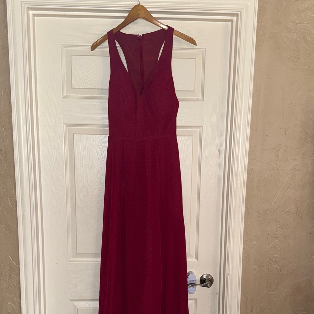 Azazie Burgundy Maxi Dress